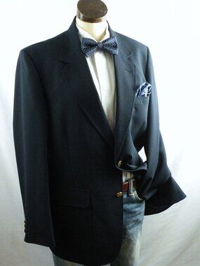 Vintage ARNIE Blazer Sport Coat 42R Navy Masters Jacket Wool Blend Gold Buttons